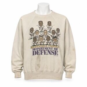 Vintage Minnesota Vikings Department Of Defense Sweatshirt Men's‎ XL White 1989